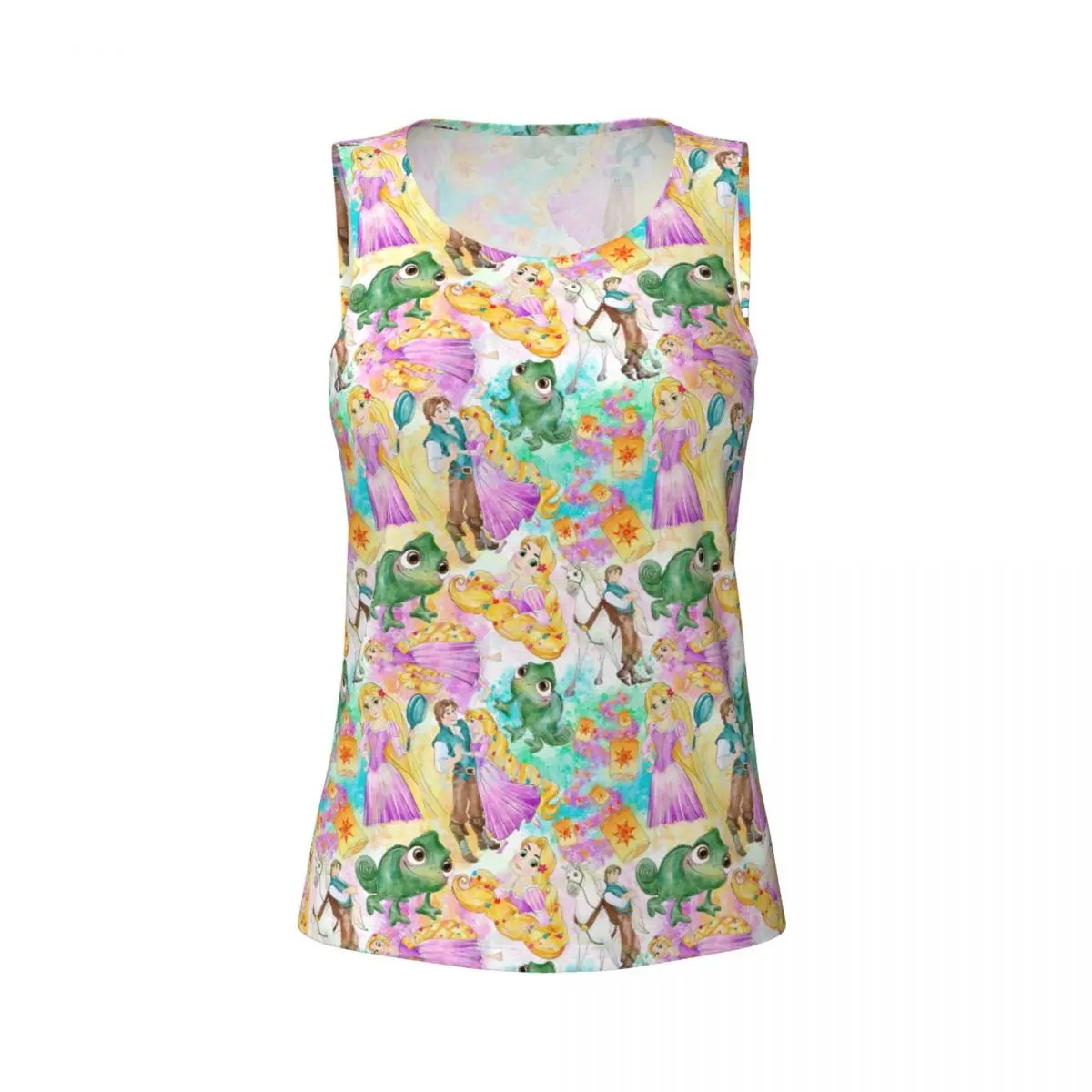 Tangled Rapunzel Princess Cute Workout Tank Tops Women Cool-Dry Sleeveless Yoga Shirt