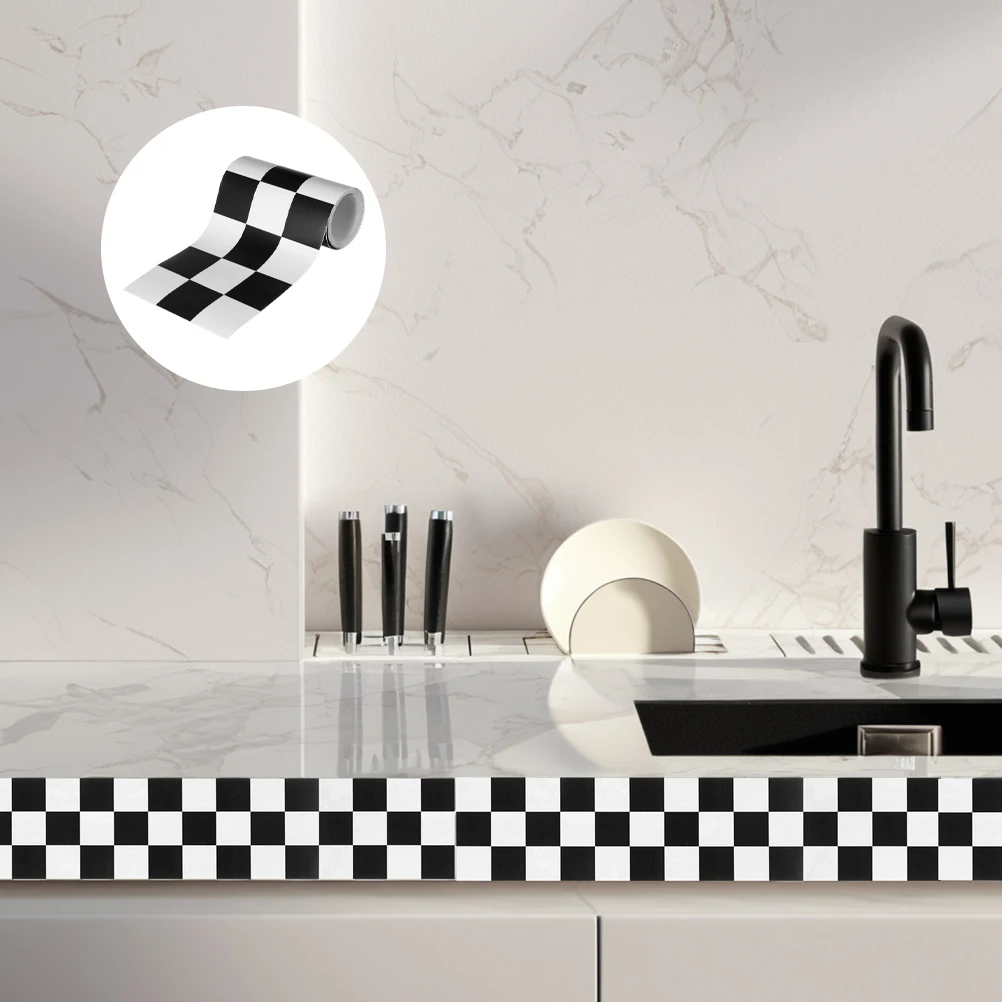 2Rolls Checkered Peel Stick Wallpaper Kitchen Backsplash Wall Sticker Removable For Kitchen Wall Cabinets Bathroom Home Decor