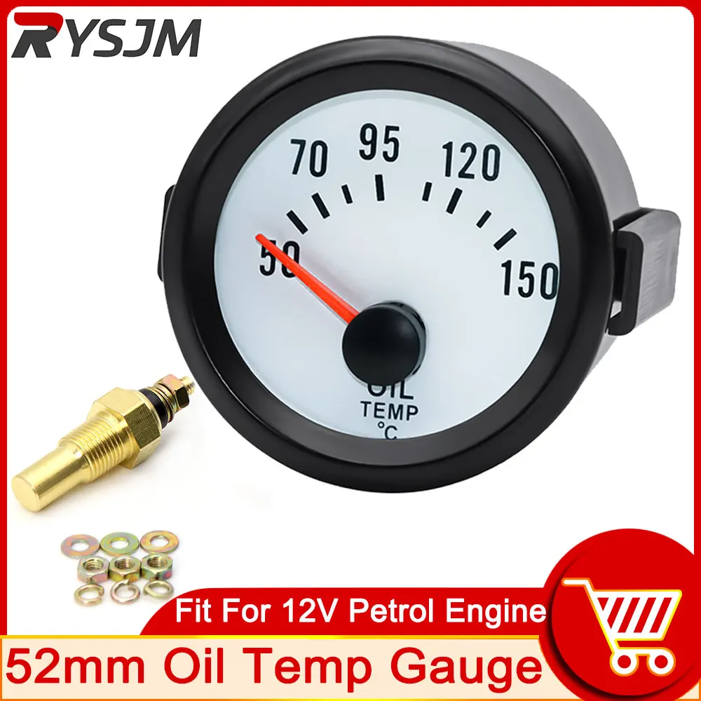 52mm Oil Temp Gauge 2" Auto Tachometer 12v 50150 Celsius Degree Oil