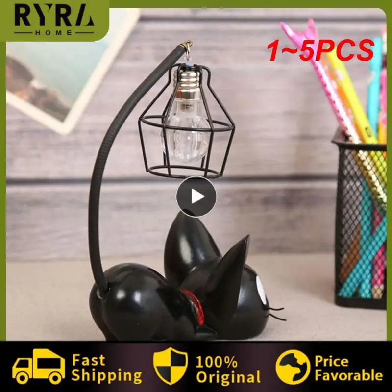 

1~5PCS Creative Led Night Light Cute Cat Desk Lamp Decorative Home Resin Desktop Ornament Children Cute Bedroom Bedside Table