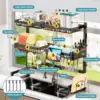 Over The Sink Dish Drying Rack (Expandable Height and Length) Snap-On Design 2 Tier Large Dish Rack (27-36L x 12W x 32.5-37H) 5