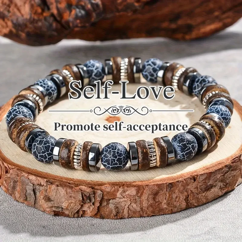 Mirror 1pc Fashion Natural Stone Bead Bracelet MenSelfSuitable Daily Wear and Giving, Everyday Accessory Durable Bracelet