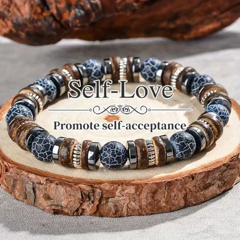 Mirror 1pc Fashion Natural Stone Bead Bracelet MenSelfSuitable Daily Wear and Giving, Everyday Accessory Durable Bracelet