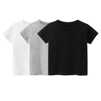 Summer Cotton Boys T Shirt Short Sleeve White Tshirt For Girl Solid Color Simple Children's Clothing T-Shirts For Children Tops 1