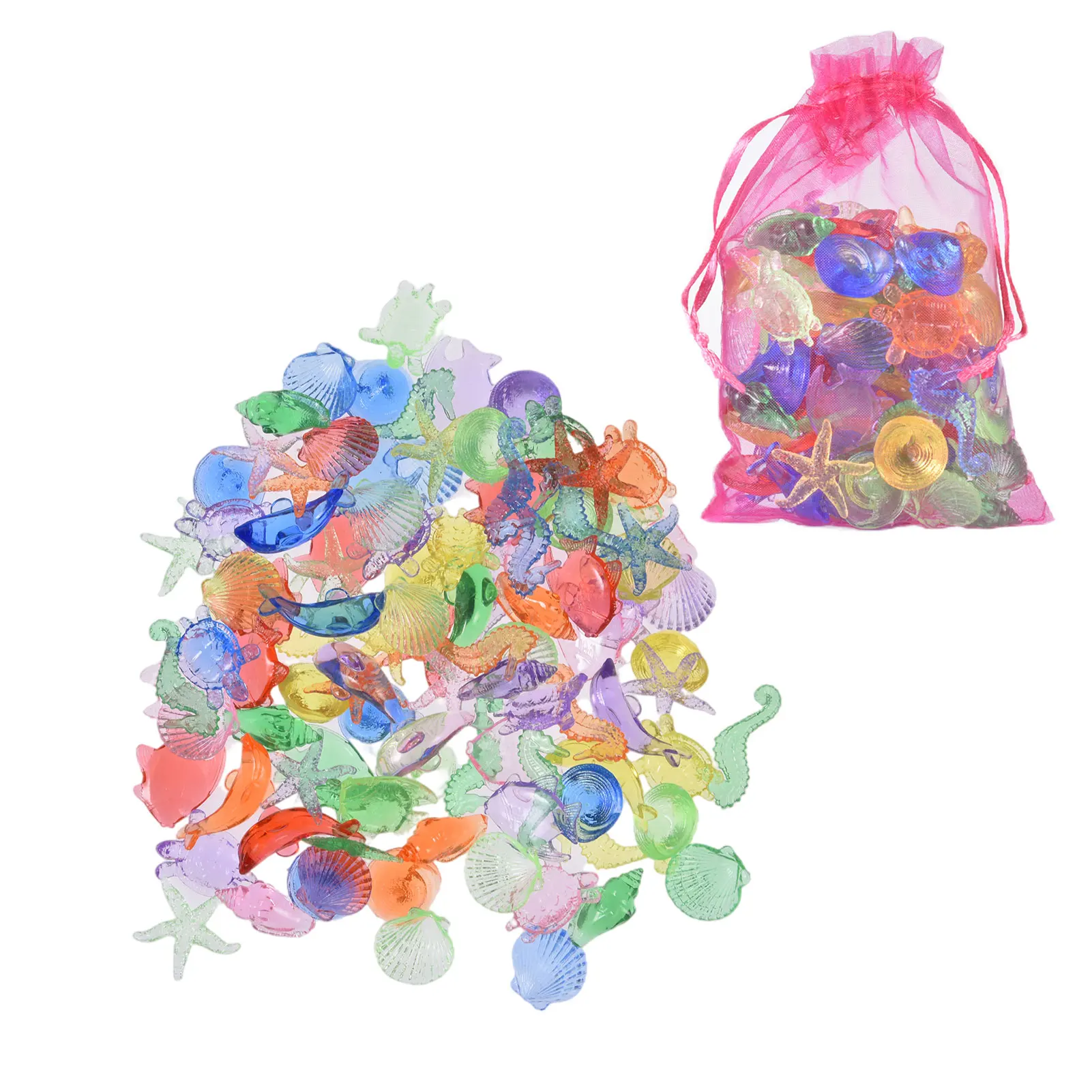 best baby and toddler toys 100Pcs Colorful Sea Animals Seashell Starfish Shaped Clear Acrylic Gems Children Crystal Jewels Summer Swimming Diving Toys toddler baby car toy	