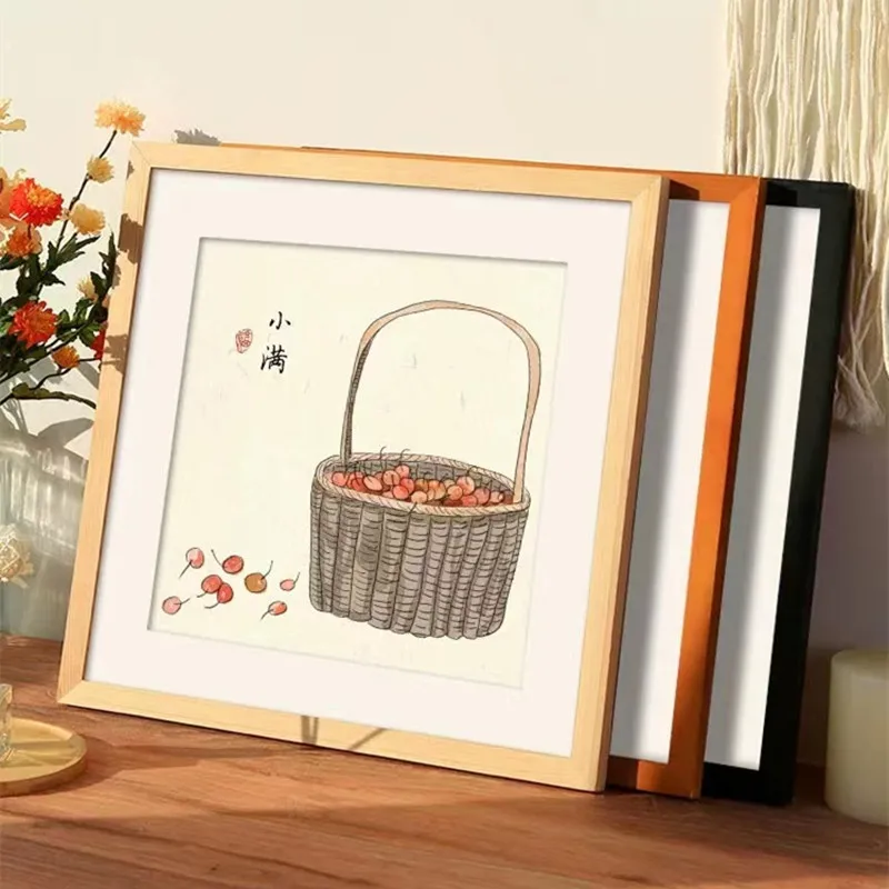 

Square Wooden Frame for Canvas Painting Photo Frames Desktop Poster Framed for Hung On The Wall Pleixglass Inside Pictures 40x40