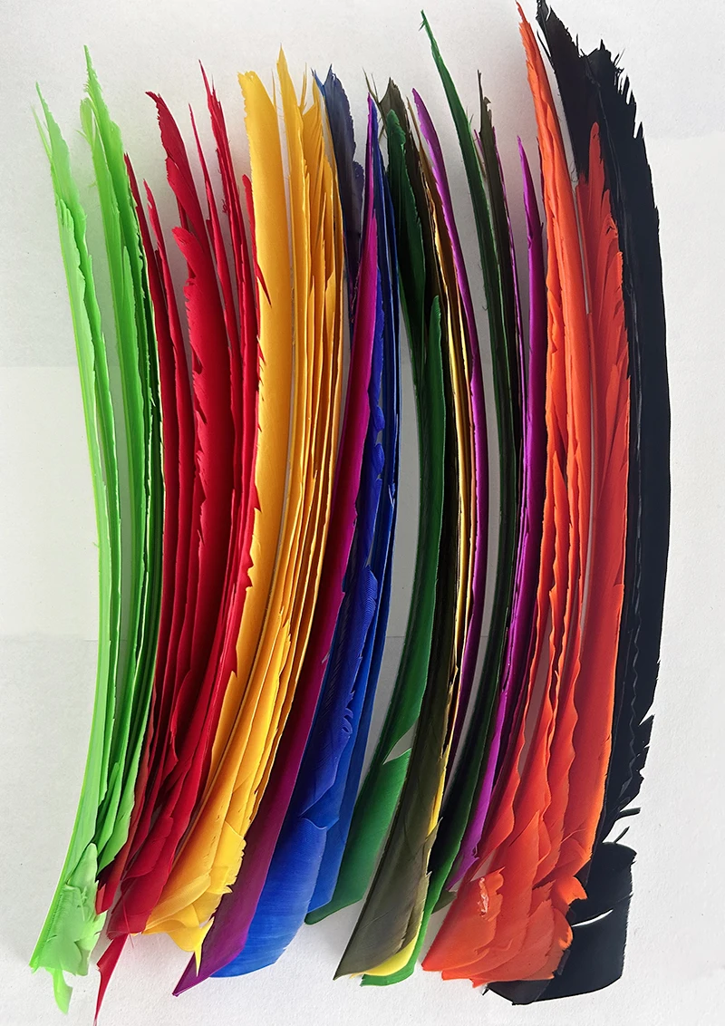 LW 25 Pcs Turkey Full Length Feathers Fletching for Archery Arrow Spiral Twist Wrap Feathers 7-10inch Flu-Flu Arrows Left Wing 2