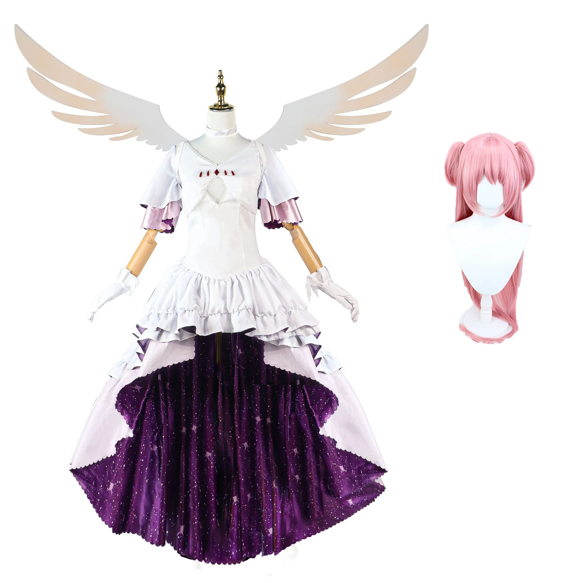 

Anime Puella Magi Madoka Magica Kaname Madoka Cosplay Costume Goddess Skirt Evening Dress Wing Wig Woman Sexy Carnival Suit