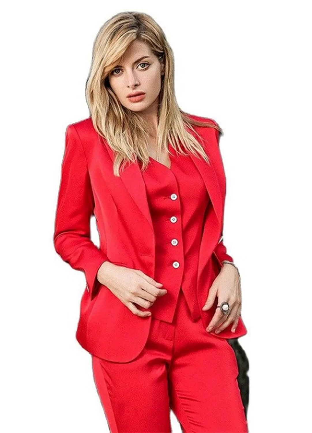 

3Pcs Women Pantsuits Blazer&Pants Vest Wedding Tuxedos Party Wear Suits Tuxedos Work Set