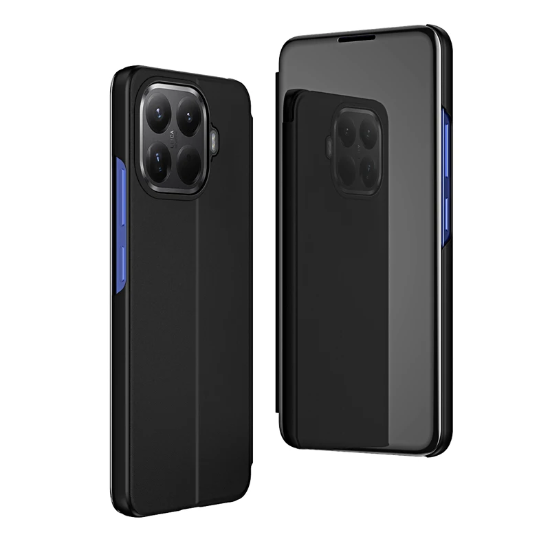 Luxury Mirror Flip Stand Case with PU Leather and Camera Protection