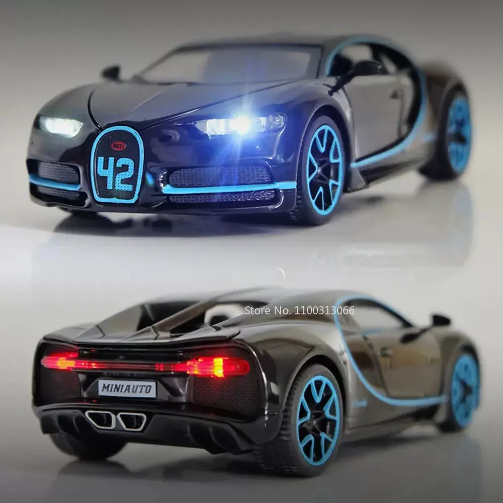 1:32 Bugatti Chiron Alloy Sport Car Model Diecast & Toy Metal Super Vehicles Model Simulation Sound Light Collection For Kids