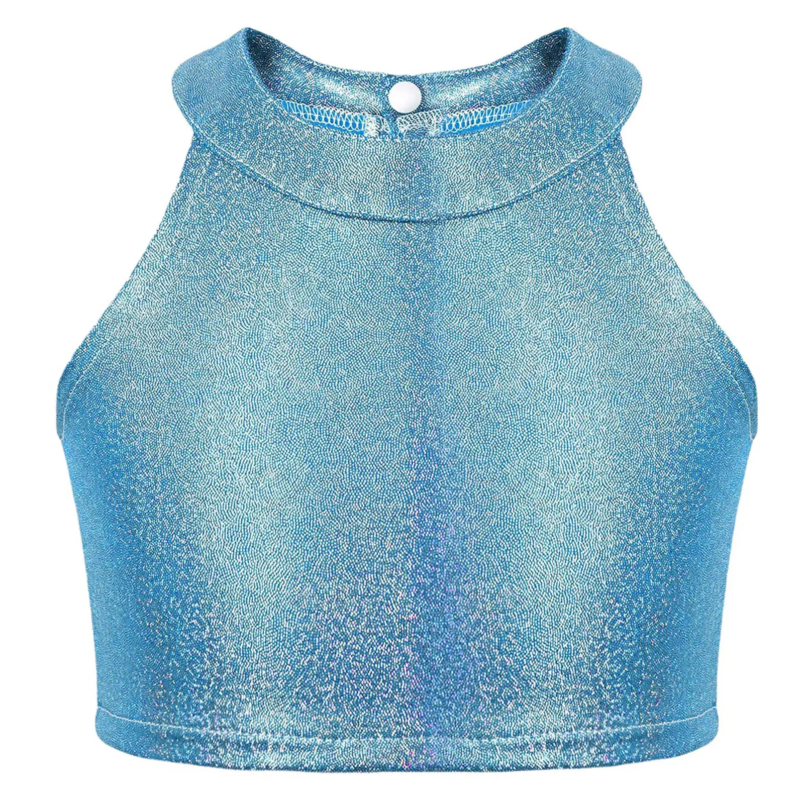 Produktbild von Mädchen Metallic Crop Top Bauchfrei Jazz Hip Hop Oberteile Pailletten