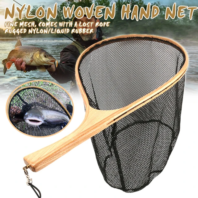 Fishing Net Fly Fishing Landing Net Mesh Trout Catch Wooden Frame Handle  Portable Fishing Accessories риболовля