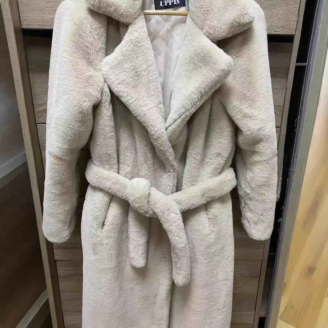 Winter Women High Quality Faux Rabbit Fur Coat Luxury Long Fur Coat Loose Lapel OverCoat Thick Warm Plus Size Female Plush Coats 5