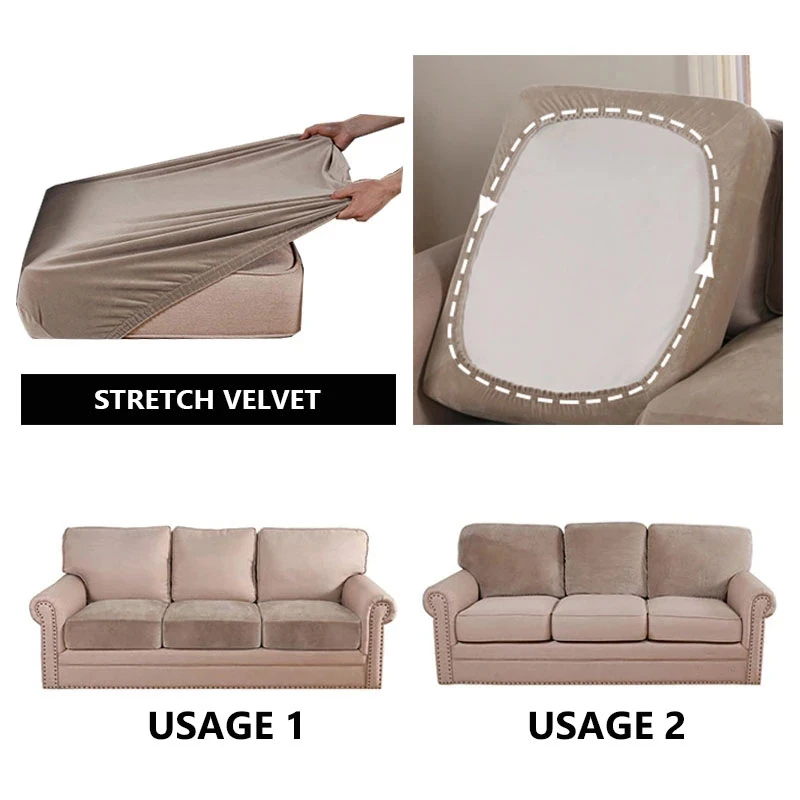 Velvet Fabric Sofa Seat Cover For Living Room Elastic Sofa Cushion Cover Soft Couch Slipcover Furniture Protector For Home 6