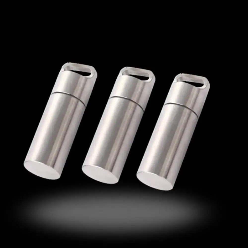 Mini Pill Box Waterproof Sealed Stainless Steel Capsule Camping Firstaid Pendant