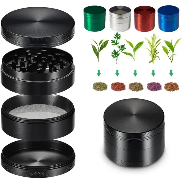 40/50mm Metal Herb Grinder Mill 4-Layers Spice Pepper Crusher Mortar Tobacco Herbal Raw Grinder Smoking Accessories Kitchen Tool