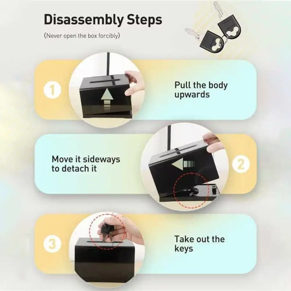 Plastic Container With Lock and Sign Holder Suggestion Box Solid Acrylic Ballot Box Durable Piggy Bank Voting