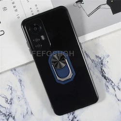 Blackview A85 - 6.5 Back Ring Holder Phone Case with TPU Soft Silicone Cover for Blackview A85 (Black Tpu C Blue)