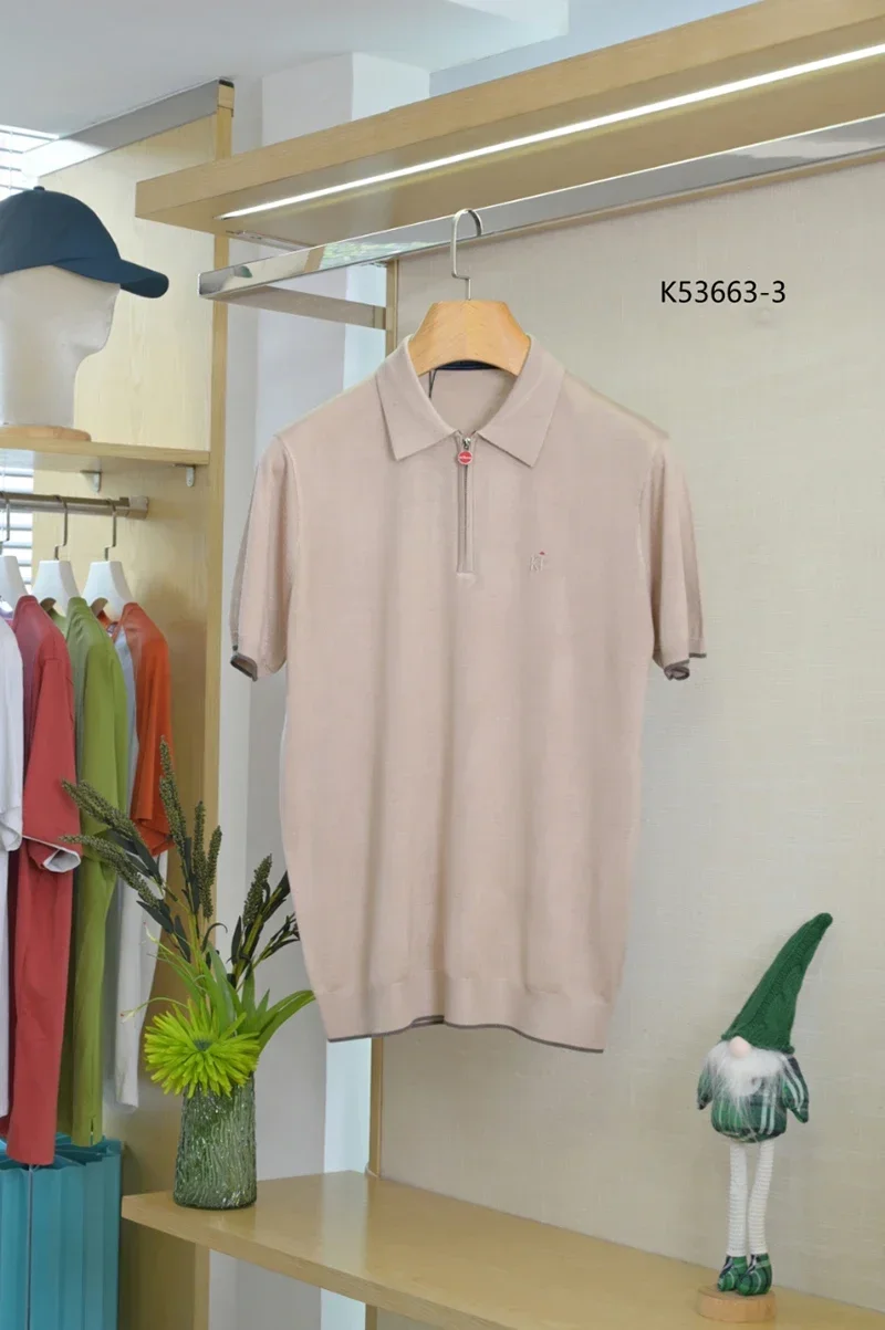 OECHSLI polo in seta da uomo 2025 New Fashion ricamo elastico manica corta cerniera sottile qualità taglia grande M-4XL - immagine 4