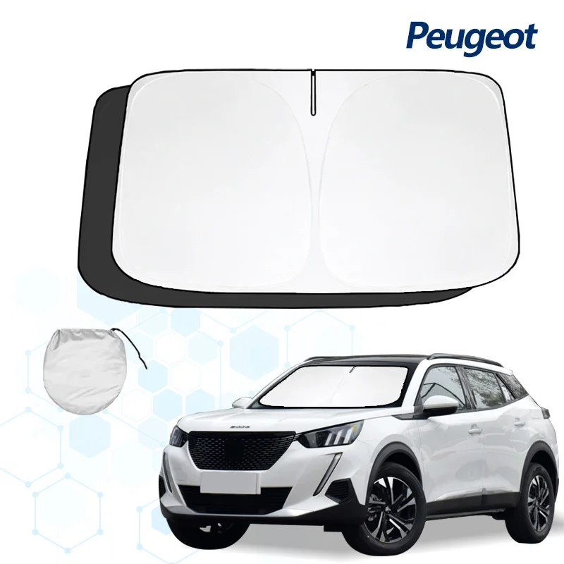 Car Windshield Sun Shade For Peugeot 2008 Sunshade Summer Visor Protector Foldable Blocks UV Rays Protection Accessories car sunshade windshield sunshade windshield sun shade
