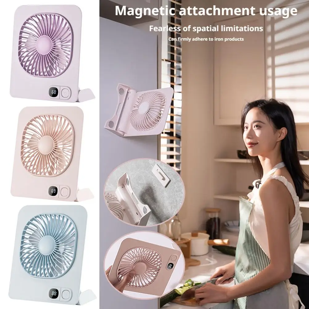 USB Rechargeable Magnetic Mini Desk Fan Portable Quiet Cooling Fan for Office 1