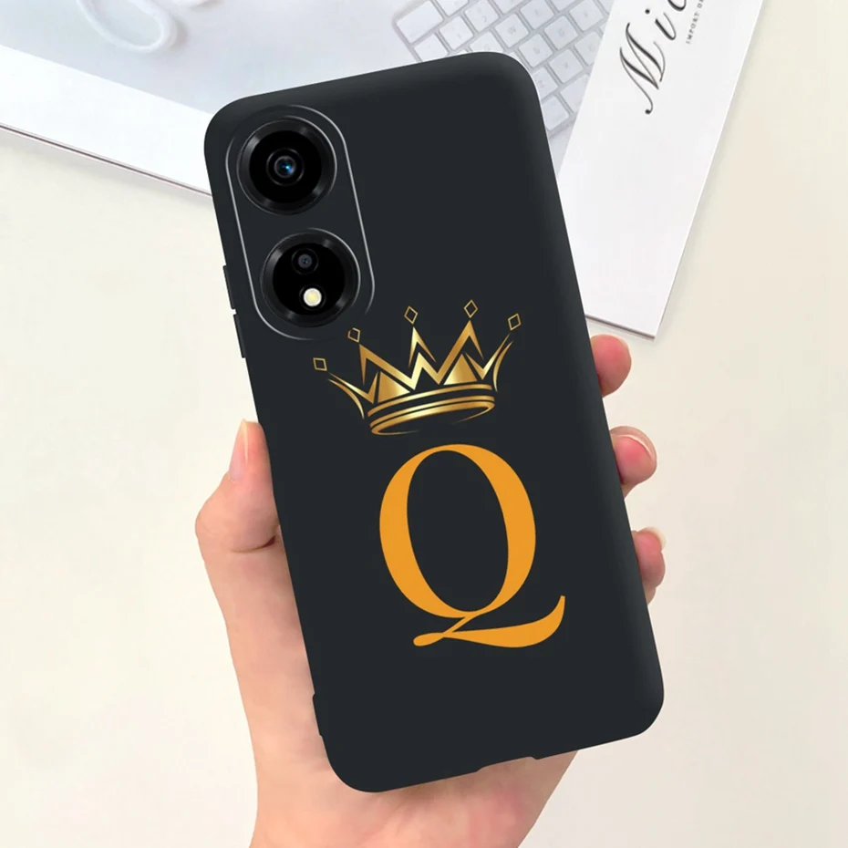 Fashion Crown Sakura Initial Letter Phone Bumper - Soft Silicon Back Cover