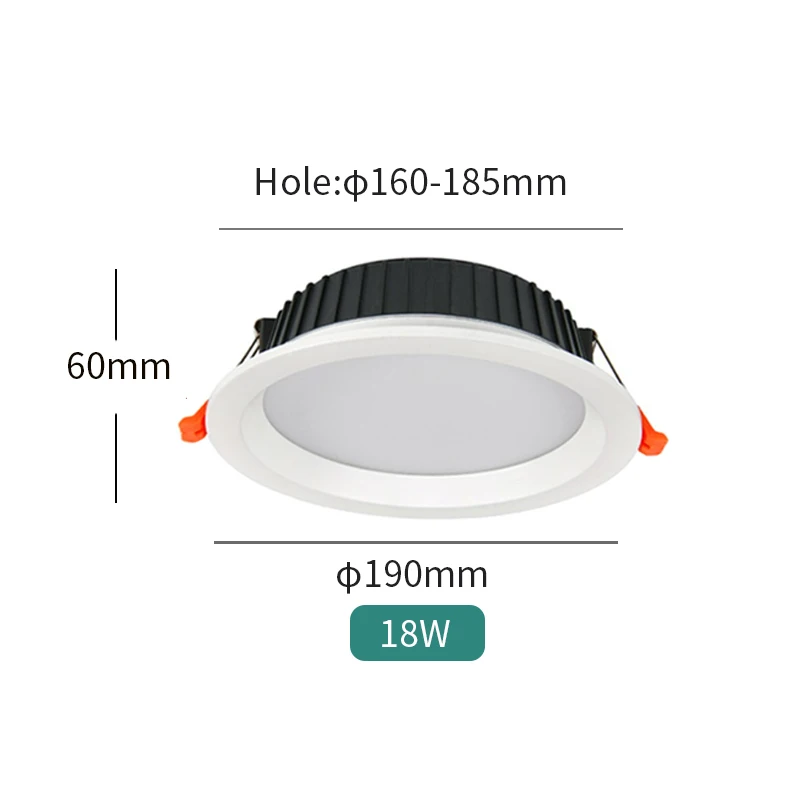 내장 LED 천장 다운라이트 LED 다운라이트, 차갑고 따뜻한 백색광, 높은 연색성, 3 톤, 18W, 220V, 110V
