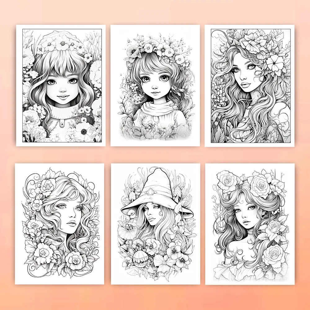 1pc, Flower Girl Coloring Book, Teenagers Coloring Book, 30 Different Patterns, 100gsm Thick Paper, Stress Relief, Birthday Gift 6