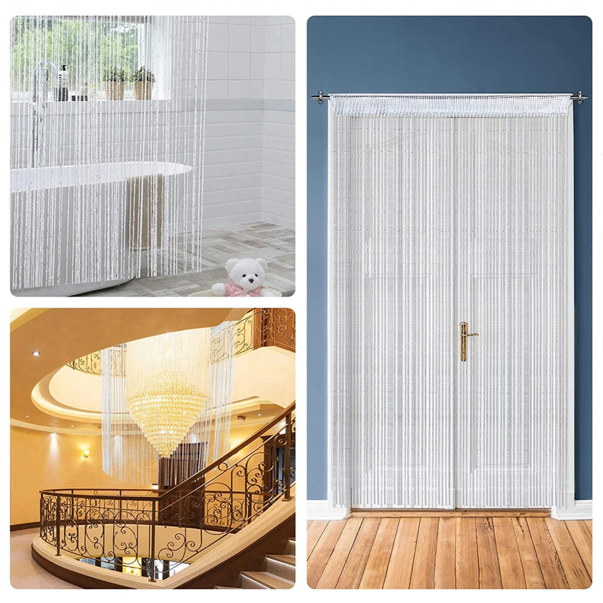 Beads Door Curtain Retro Plain Tassel Window Panel Room Door
