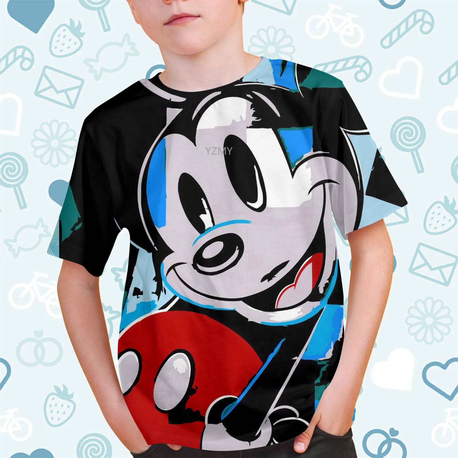 Summer Disney Mickey Mouse Cartoon Clothes Tee Top Children Funny Cute Clothing Boys Girls Fashion Casual Kids T-shirts - Image 2