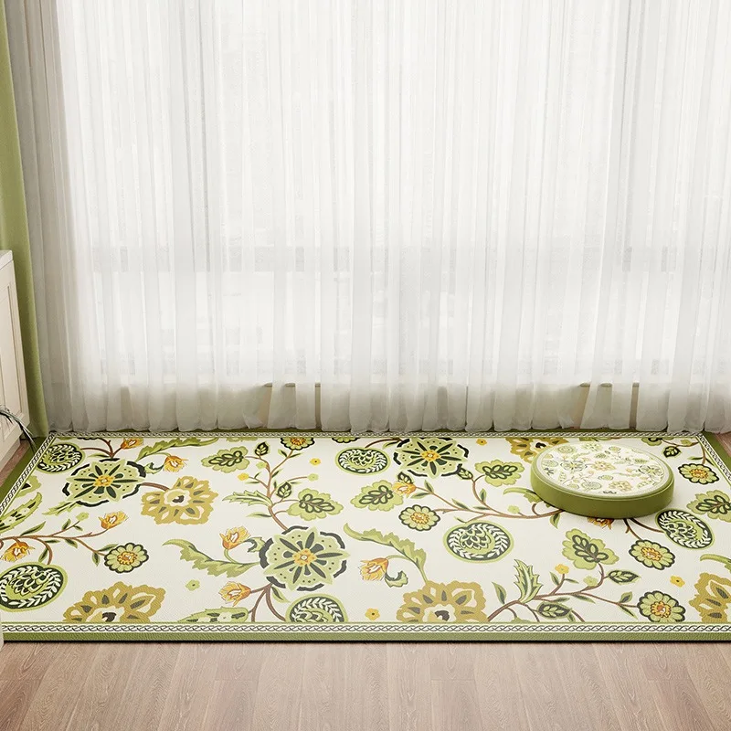 Green American Kitchen Floor Mat PVC Large Area Waterproof Oil-proof Leather Carpet Modern Floral Balcony Rugs Tapete De Cozinha