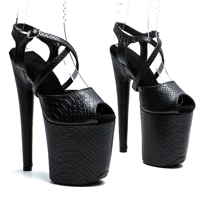

Сандалии Leecabe со змеиным верхом и открытым носком, босоножки на платформе и высоком каблуке, пикантная модель обуви для танцев на шесте, 20 см/8 дюймов