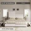 Queen Size Bed Frame 55" Tall Headboard with Gorgeous Button Tufted and Nail, Velvet Fabric Upholstered Bed Frame 5