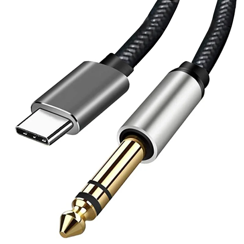 

type c to 6.35 audifonos con cable instrument guitar audio mike cable