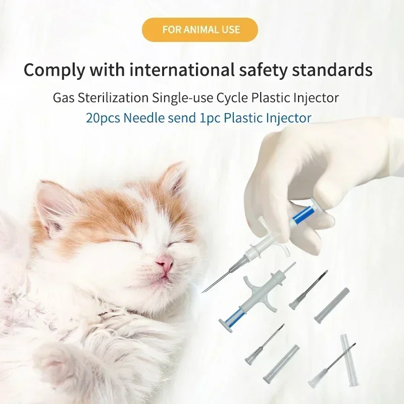 Ensure Pet Safety 60pcs Separated Needle FDX-B Pet ID Tag Animal Microchip Syringe and EM4305 Glass Tag 2.12x12/1.4x8/1.25x7MM