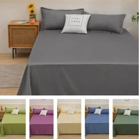 1 pc Bed Flat Sheet for Double Bed Plain Solid Color Top Sheets Single/Queen/King Flat Bedsheets Soft Home Bed Linen Sheets 1