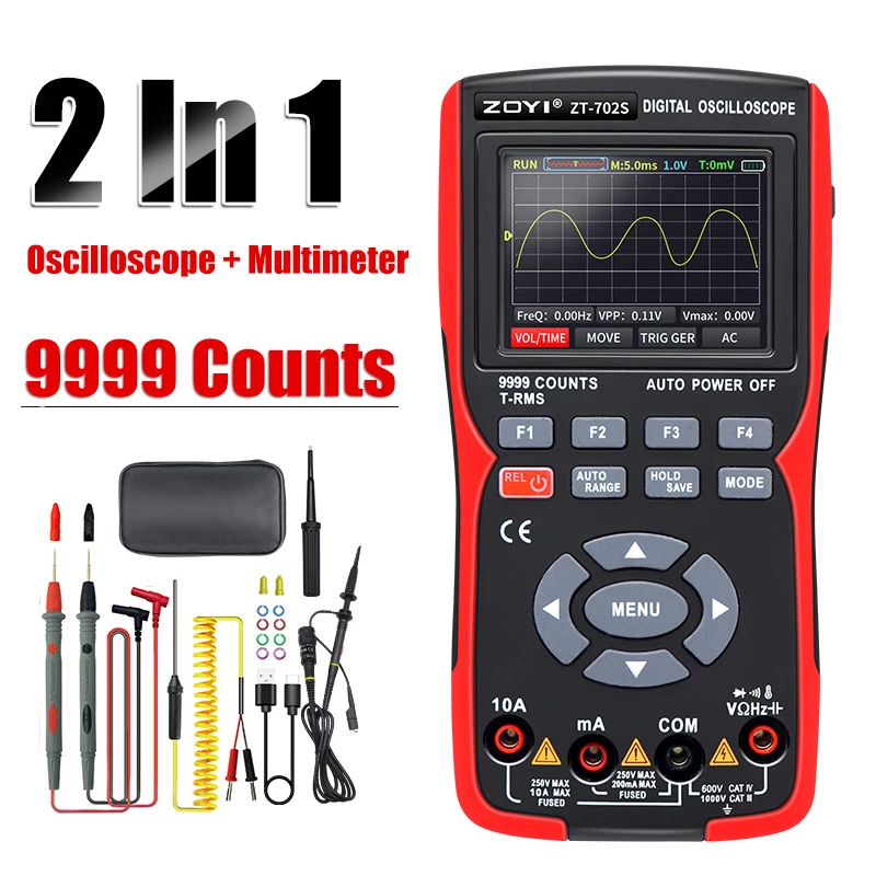 Professional Digital Oscilloscope 10MHz Bandwidth 48MSa/s Sampling Rate Voltmeter Current Hz Cap