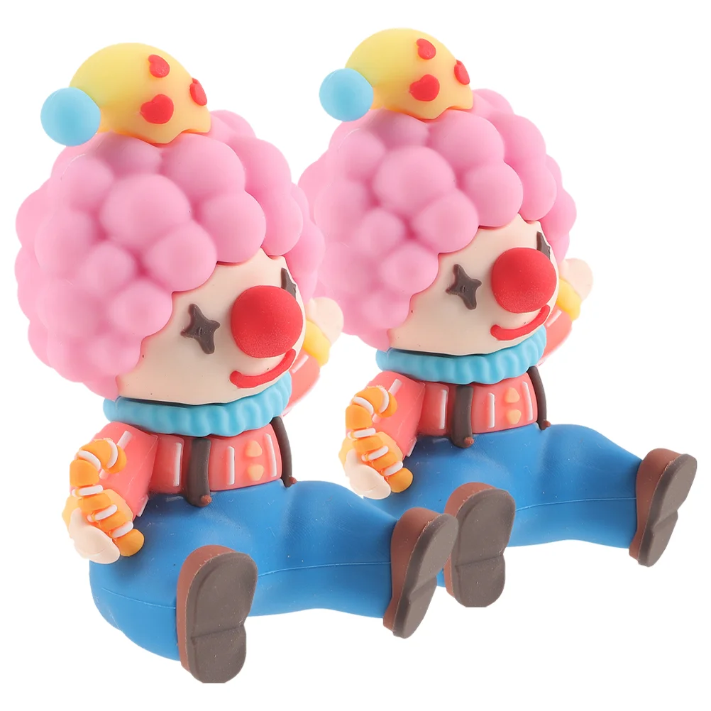 

2pcs Clown Ornaments Miniature Clown Small Ornaments Clown Figure Clown Statues