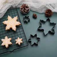 3 unids/set 3D cortador de galletas de copo de nieve de Navidad de acero inoxidable ,estampado de galletas y fondant accesorios para hornear - Image 3