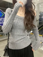 Casual Off shoulder Rib Knit Sweater Pull Women Long sleeve Top Basic Tees White Slim Pullovers Lady Sexy One Shoulder New - Image 5