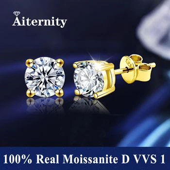 Moissanite Studs Earrings Pass Diamond tester Pen For Men Women 18K Platinum Plated Bride Wedding Gemstone 925 Silver Earrings