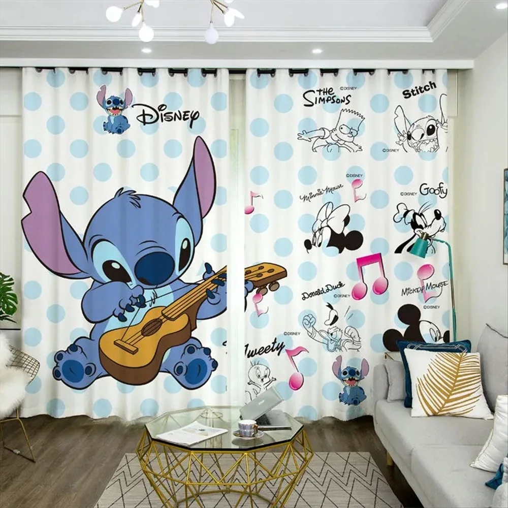 

Disney Stitch Blackout Curtains for Living Room Shading Curtain for Bedroom Custom Window Drapes Bathroom Decor