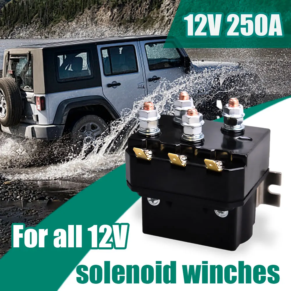 Contacteur de relais de solénoïde de treuil électrique Sonew 12V 400A avec  6 capuchons de protection pour véhicules ATV UTV 4X4, relais de solénoïde  de treuil, relais de solénoïde 12V 