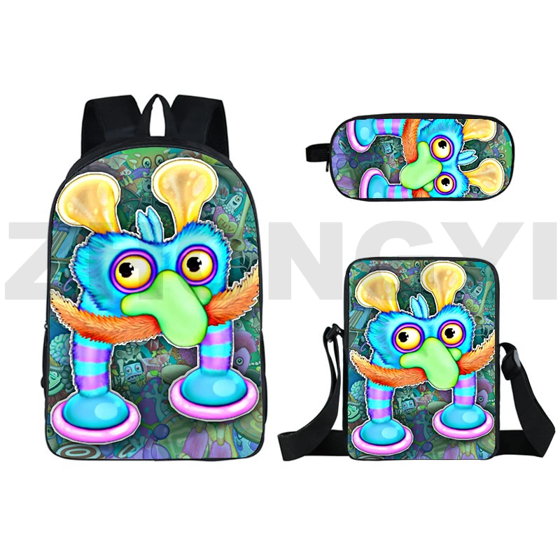 Grande Capacità My Singing Monsters Zaini 3D Bambini Baby Cartoon School Bags 3 In 1 My Singing Monsters Zaino Kindergarten