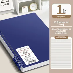 Premium Customizable Vintage - Style Spiral Planner Notebook (B5 blue)