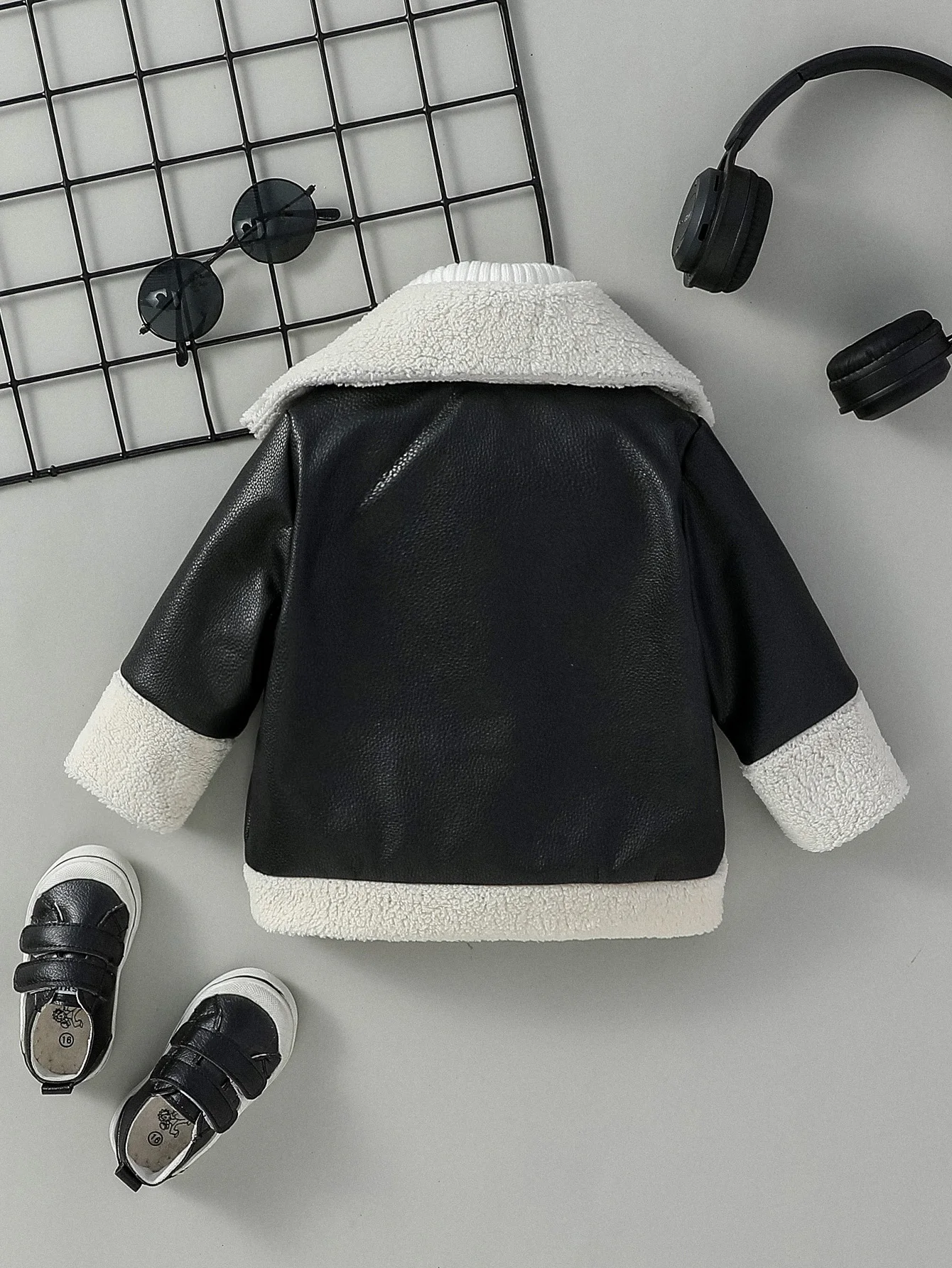 Baby Boys Black Leather Winter Jacket 2
