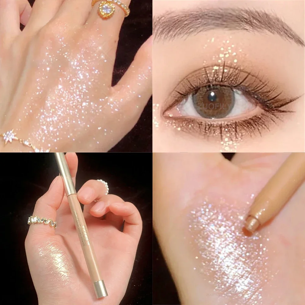 Glitter Eyeshadow Pen Pearlescent Matte Diamond Eyeliner Pen Waterproof Highlight Brighten Silkworm Makeup Pencil Shiny Eyelids Eyeshadow Pen Eyeliner Pencil Eyeshadow Pencil Makeup Pen