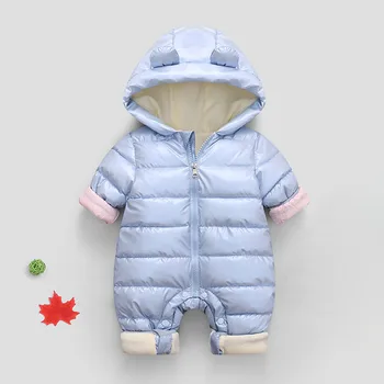 Infant Boy Girl Warm Thick Romper Jumpsuit Hooded Snowsuit Coat Kids Clothing 2024 Overalls Baby Clothes Winter Velvet Newborn 3