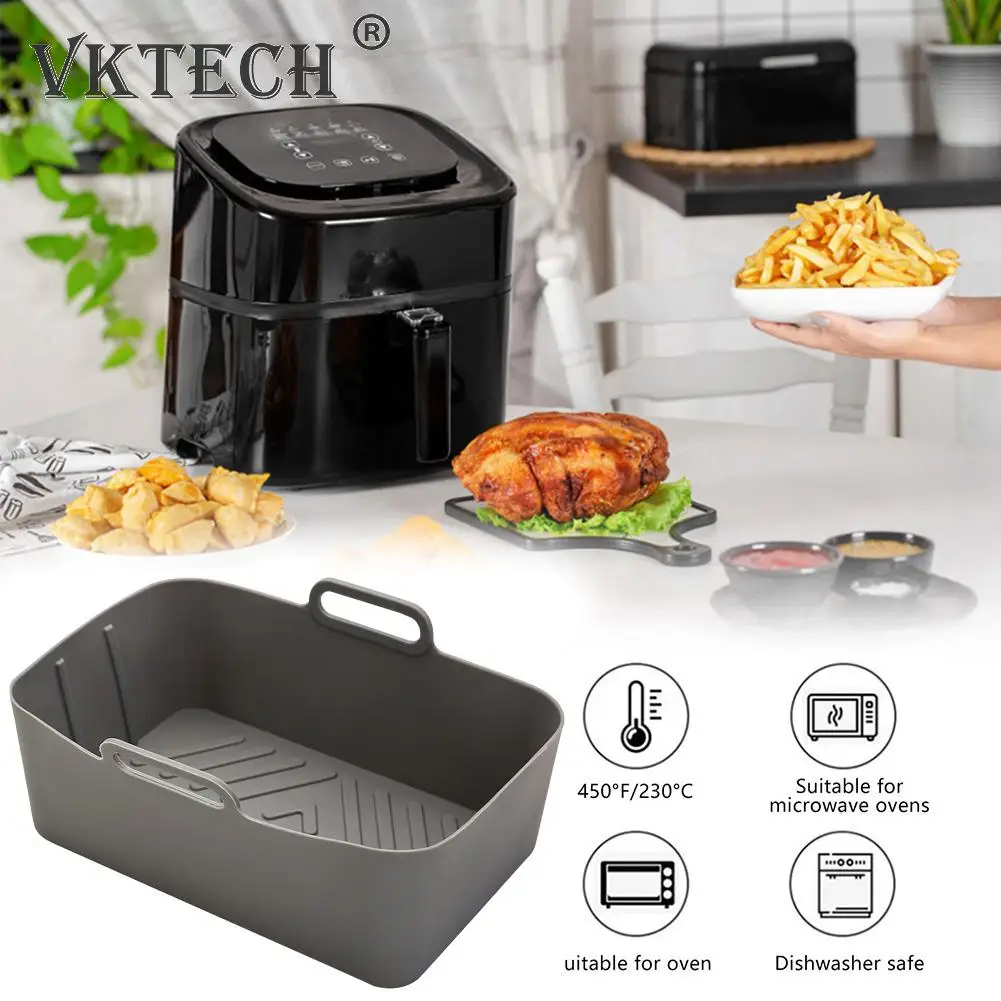 Square Reusable Silicone Air Fryer Basket, 8 Inch Food Grade Heat Resistant  Silicone Air fryer Liners